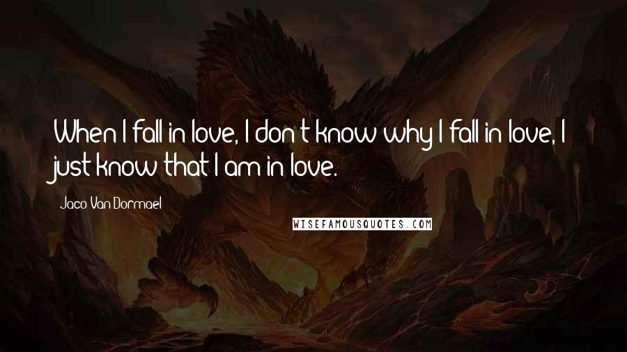 Jaco Van Dormael Quotes: When I fall in love, I don't know why I fall in love, I just know that I am in love.