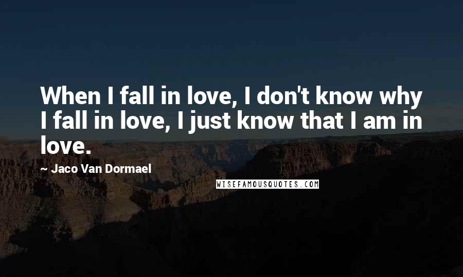 Jaco Van Dormael Quotes: When I fall in love, I don't know why I fall in love, I just know that I am in love.