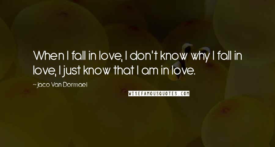 Jaco Van Dormael Quotes: When I fall in love, I don't know why I fall in love, I just know that I am in love.
