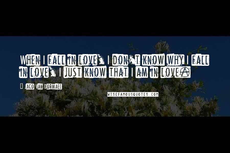 Jaco Van Dormael Quotes: When I fall in love, I don't know why I fall in love, I just know that I am in love.
