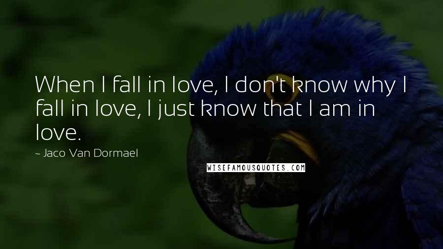 Jaco Van Dormael Quotes: When I fall in love, I don't know why I fall in love, I just know that I am in love.