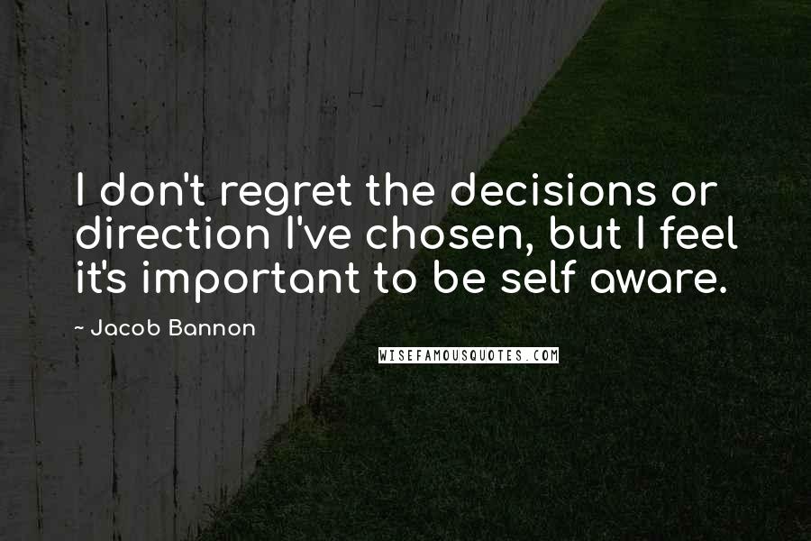 Jacob Bannon Quotes: I don't regret the decisions or direction I've chosen, but I feel it's important to be self aware.