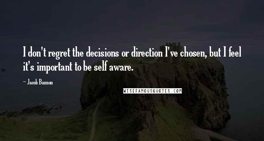 Jacob Bannon Quotes: I don't regret the decisions or direction I've chosen, but I feel it's important to be self aware.