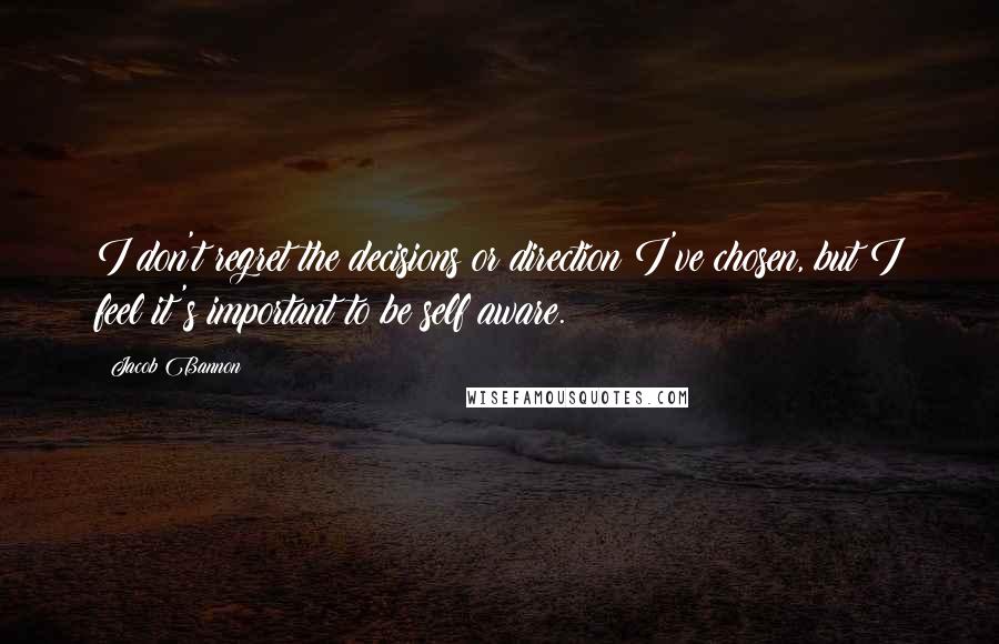 Jacob Bannon Quotes: I don't regret the decisions or direction I've chosen, but I feel it's important to be self aware.