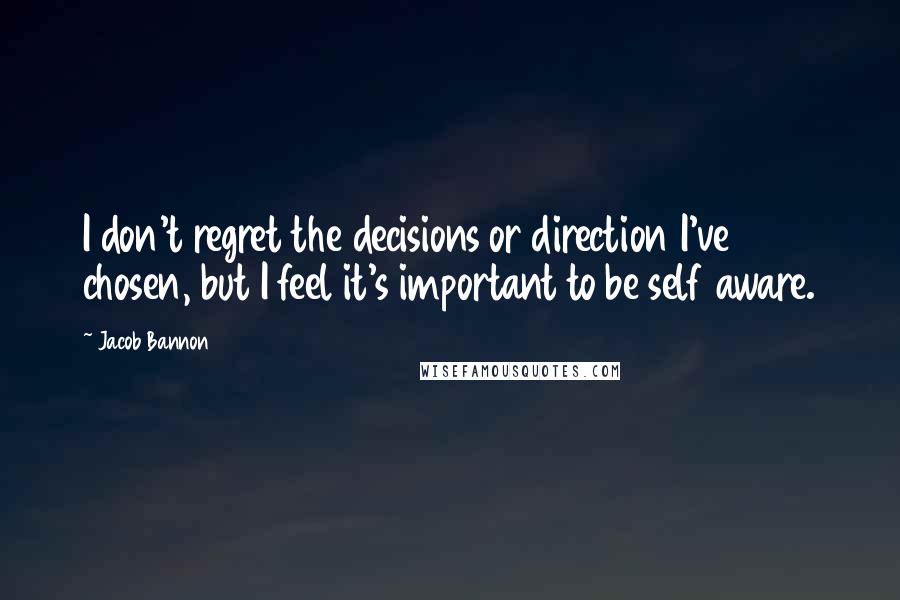 Jacob Bannon Quotes: I don't regret the decisions or direction I've chosen, but I feel it's important to be self aware.