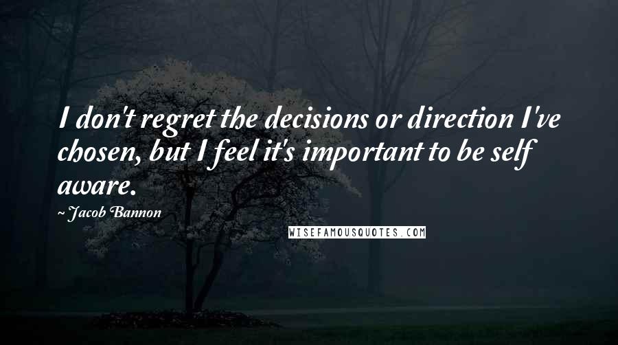 Jacob Bannon Quotes: I don't regret the decisions or direction I've chosen, but I feel it's important to be self aware.