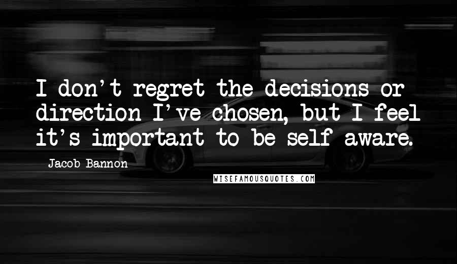 Jacob Bannon Quotes: I don't regret the decisions or direction I've chosen, but I feel it's important to be self aware.