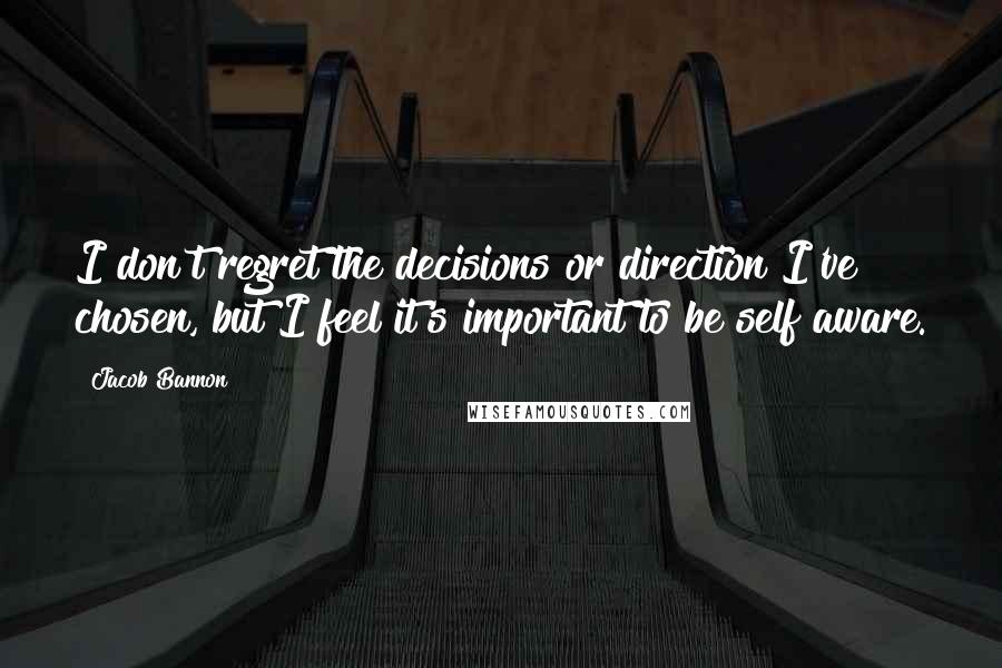 Jacob Bannon Quotes: I don't regret the decisions or direction I've chosen, but I feel it's important to be self aware.