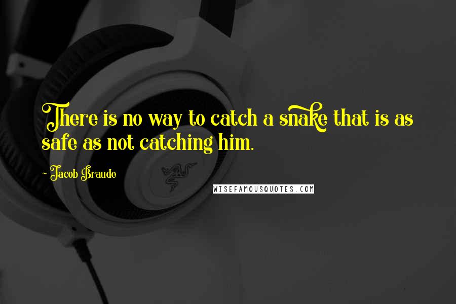 Jacob Braude Quotes: There is no way to catch a snake that is as safe as not catching him.