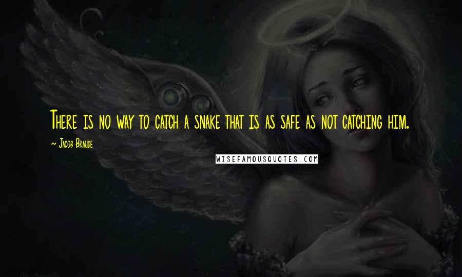 Jacob Braude Quotes: There is no way to catch a snake that is as safe as not catching him.