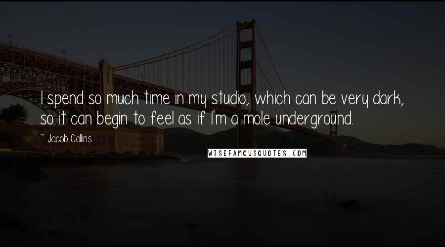 Jacob Collins Quotes: I spend so much time in my studio, which can be very dark, so it can begin to feel as if I'm a mole underground.