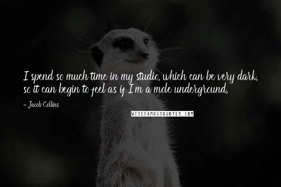 Jacob Collins Quotes: I spend so much time in my studio, which can be very dark, so it can begin to feel as if I'm a mole underground.