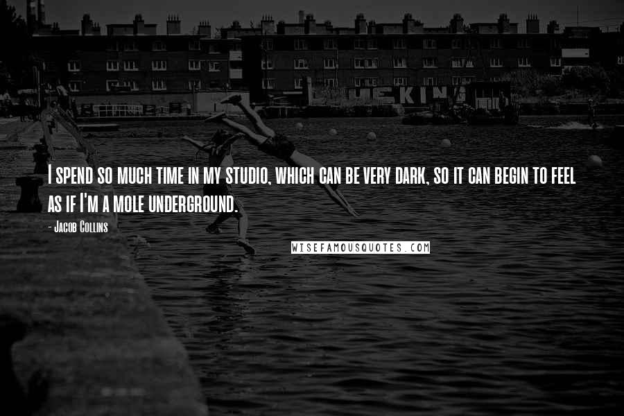 Jacob Collins Quotes: I spend so much time in my studio, which can be very dark, so it can begin to feel as if I'm a mole underground.