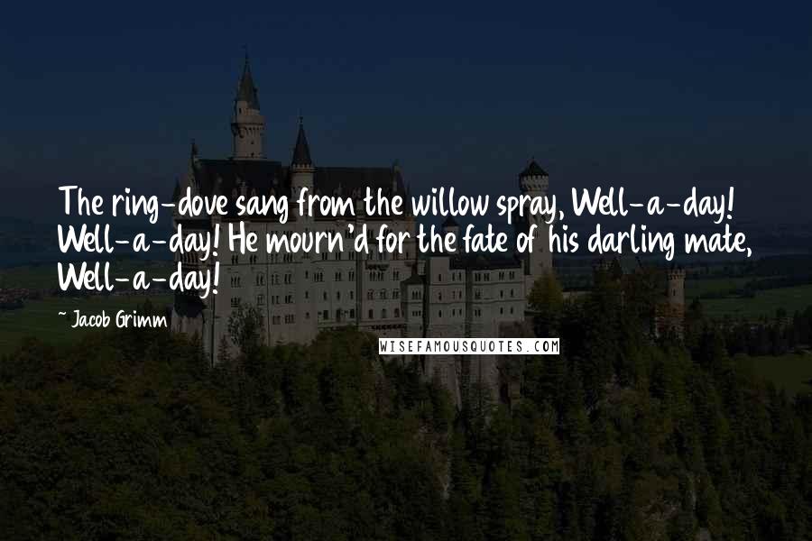 Jacob Grimm Quotes: The ring-dove sang from the willow spray, Well-a-day! Well-a-day! He mourn'd for the fate of his darling mate, Well-a-day!