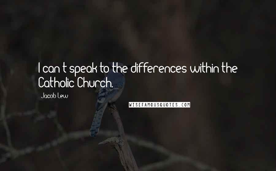 Jacob Lew Quotes: I can't speak to the differences within the Catholic Church.