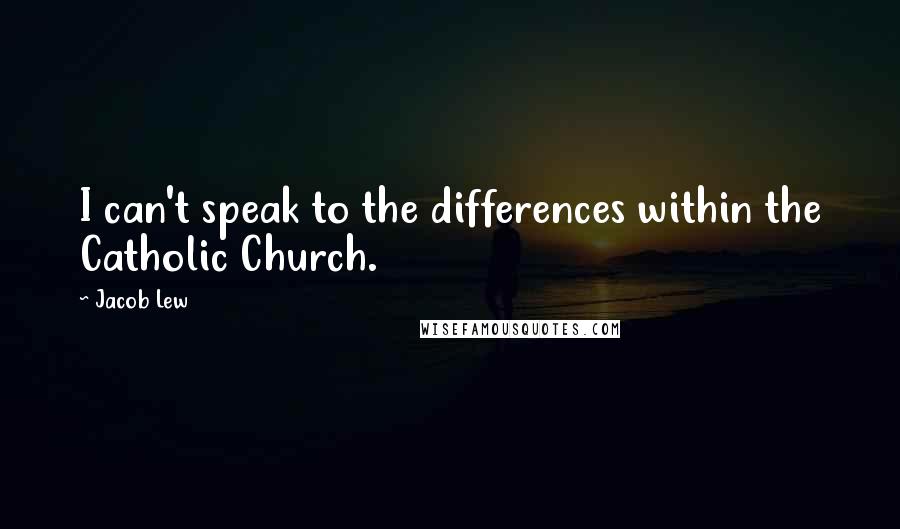 Jacob Lew Quotes: I can't speak to the differences within the Catholic Church.