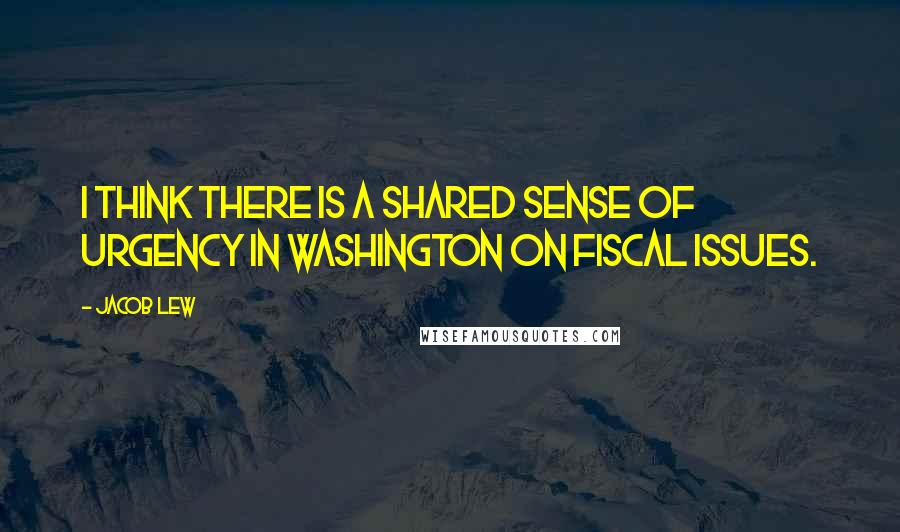 Jacob Lew Quotes: I think there is a shared sense of urgency in Washington on fiscal issues.