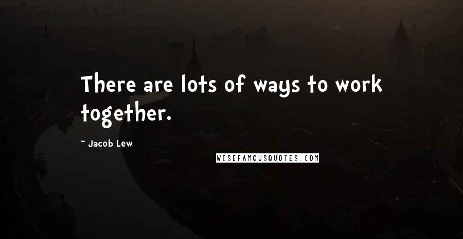Jacob Lew Quotes: There are lots of ways to work together.
