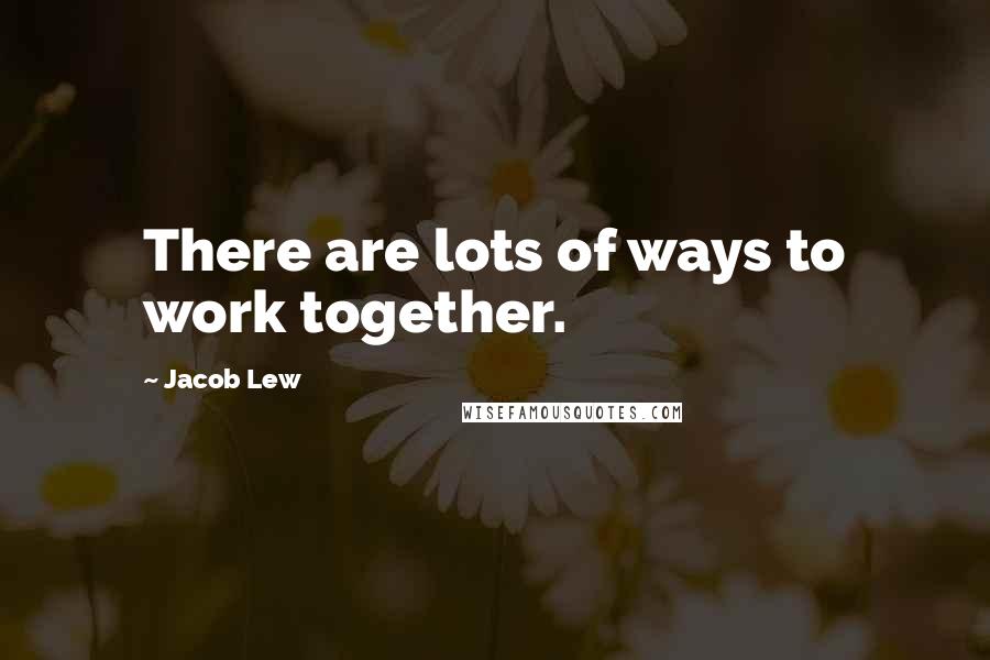 Jacob Lew Quotes: There are lots of ways to work together.