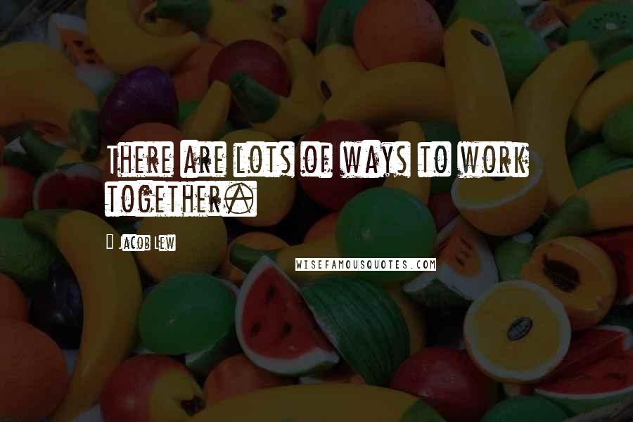 Jacob Lew Quotes: There are lots of ways to work together.