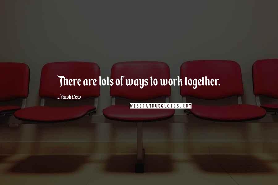 Jacob Lew Quotes: There are lots of ways to work together.