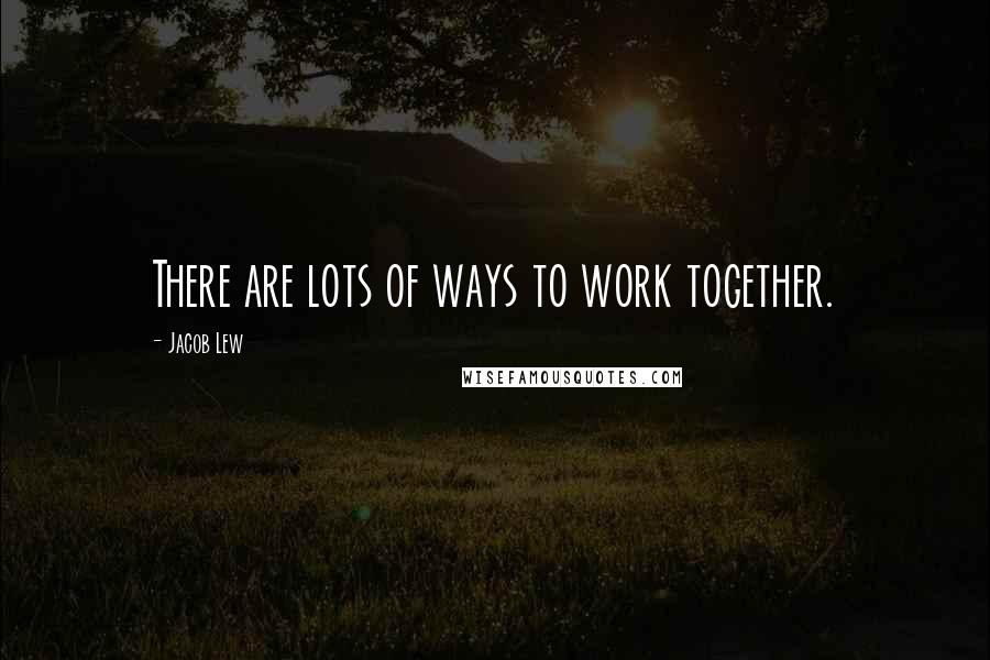 Jacob Lew Quotes: There are lots of ways to work together.