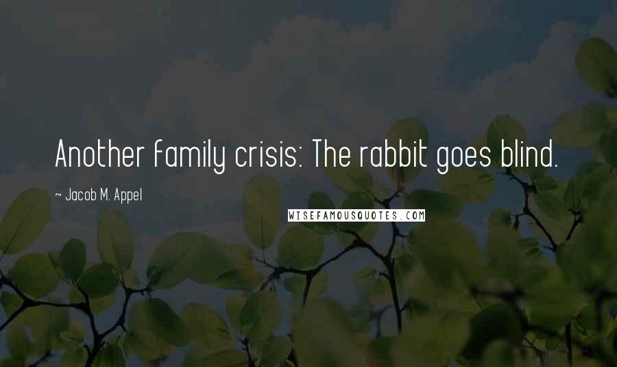 Jacob M. Appel Quotes: Another family crisis: The rabbit goes blind.