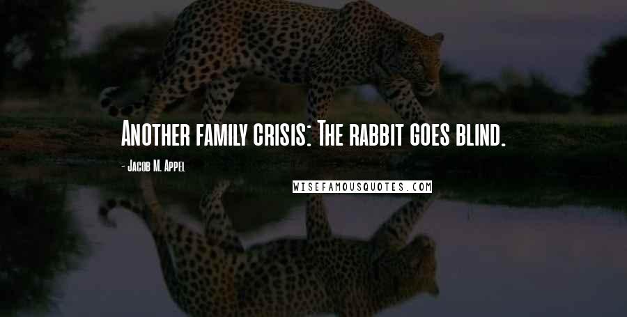 Jacob M. Appel Quotes: Another family crisis: The rabbit goes blind.