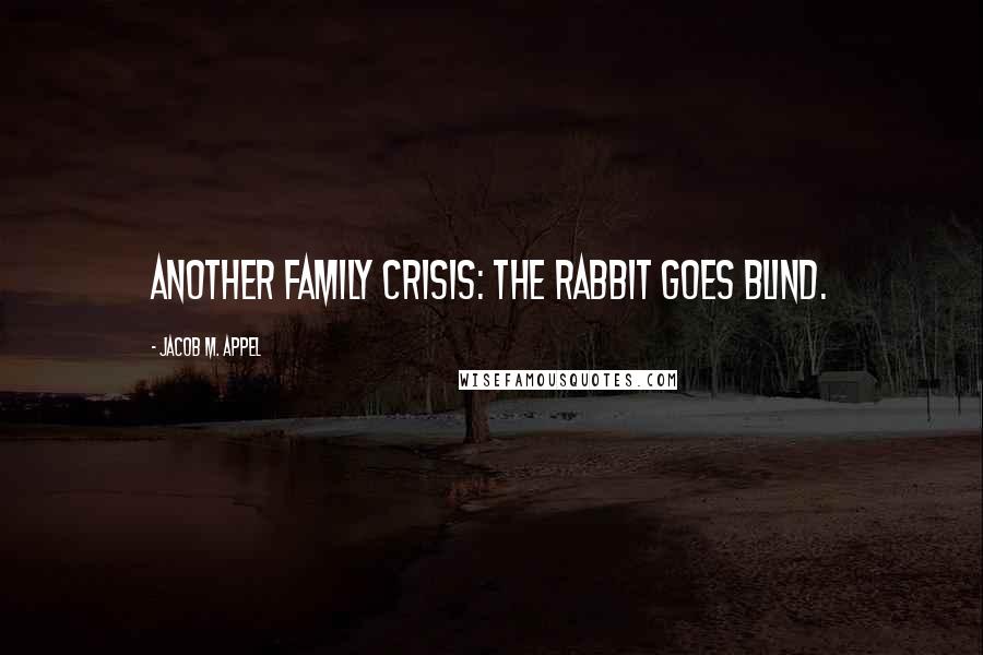 Jacob M. Appel Quotes: Another family crisis: The rabbit goes blind.