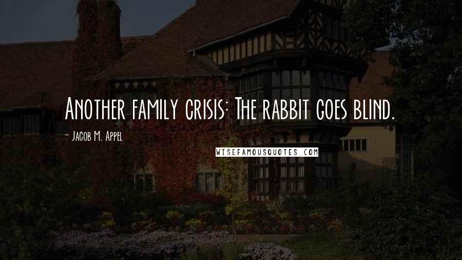 Jacob M. Appel Quotes: Another family crisis: The rabbit goes blind.