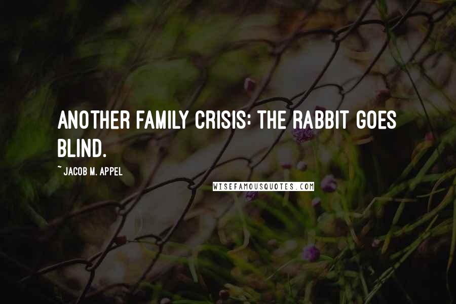 Jacob M. Appel Quotes: Another family crisis: The rabbit goes blind.