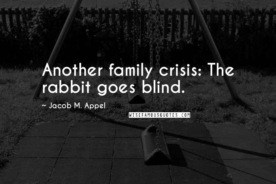 Jacob M. Appel Quotes: Another family crisis: The rabbit goes blind.