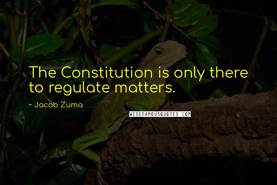 Jacob Zuma Quotes: The Constitution is only there to regulate matters.