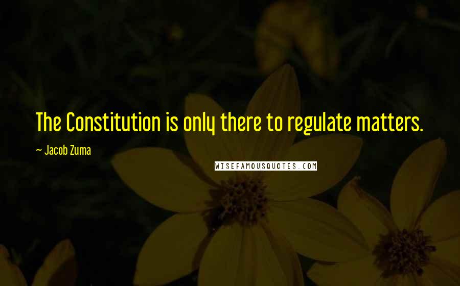 Jacob Zuma Quotes: The Constitution is only there to regulate matters.