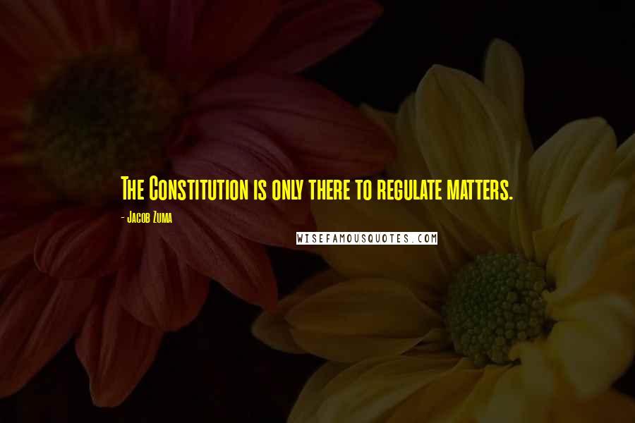 Jacob Zuma Quotes: The Constitution is only there to regulate matters.