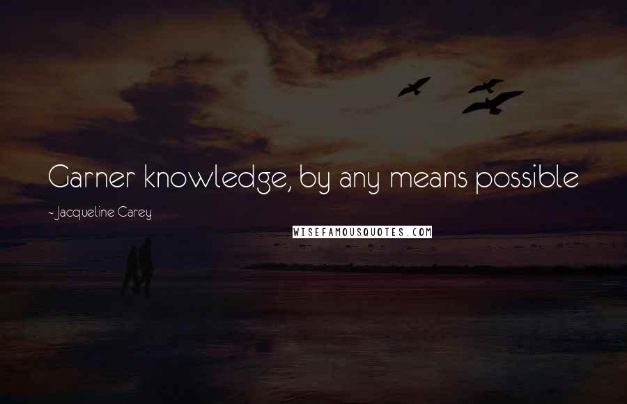 Jacqueline Carey Quotes: Garner knowledge, by any means possible