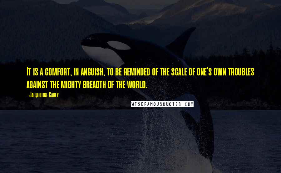 Jacqueline Carey Quotes: It is a comfort, in anguish, to be reminded of the scale of one's own troubles against the mighty breadth of the world.