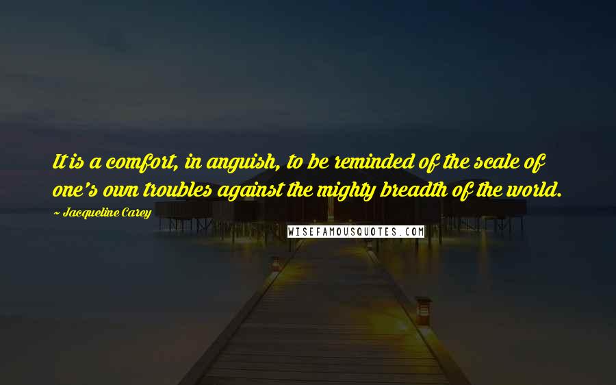 Jacqueline Carey Quotes: It is a comfort, in anguish, to be reminded of the scale of one's own troubles against the mighty breadth of the world.