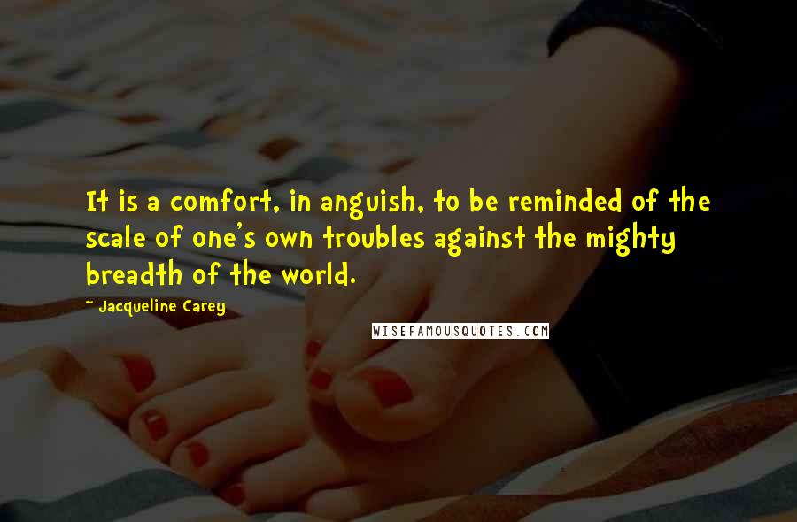 Jacqueline Carey Quotes: It is a comfort, in anguish, to be reminded of the scale of one's own troubles against the mighty breadth of the world.