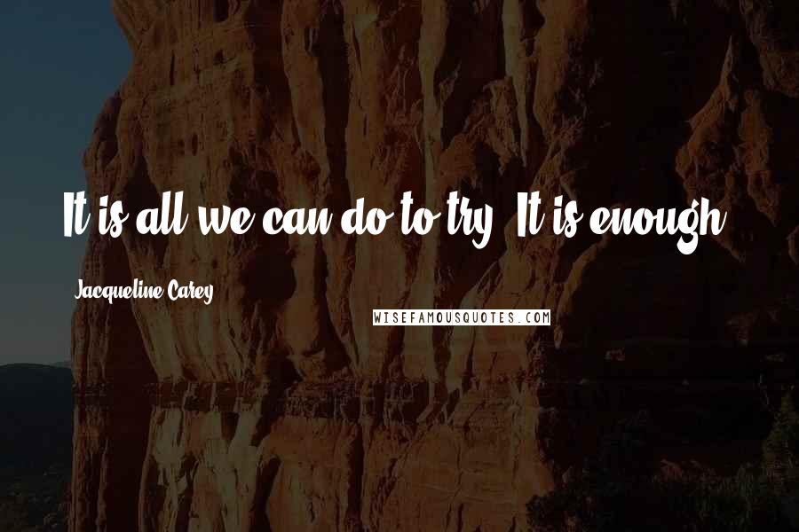 Jacqueline Carey Quotes: It is all we can do to try. It is enough.