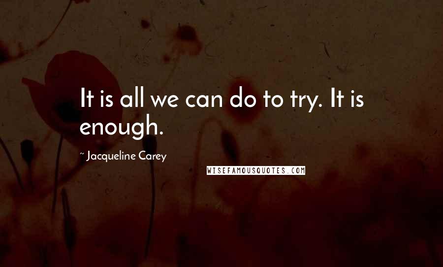 Jacqueline Carey Quotes: It is all we can do to try. It is enough.