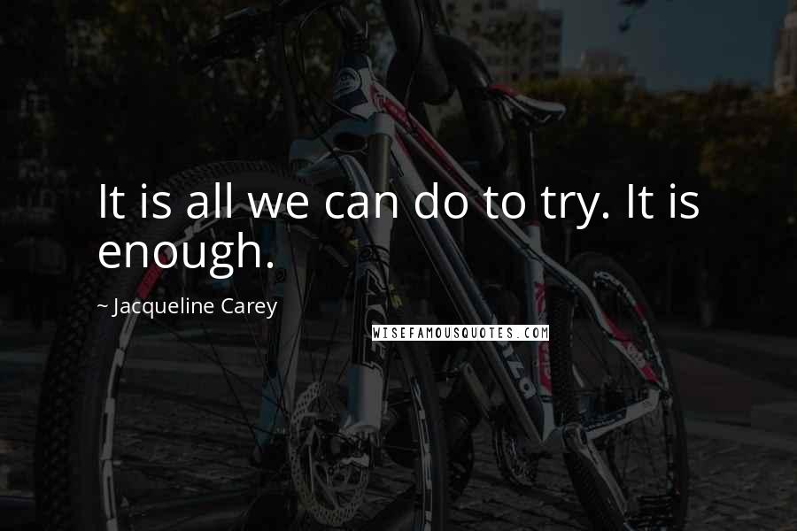 Jacqueline Carey Quotes: It is all we can do to try. It is enough.