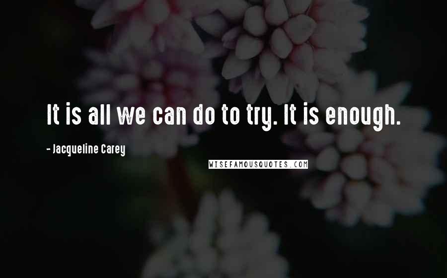 Jacqueline Carey Quotes: It is all we can do to try. It is enough.