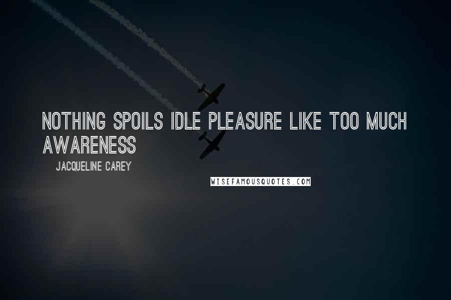 Jacqueline Carey Quotes: Nothing spoils idle pleasure like too much awareness