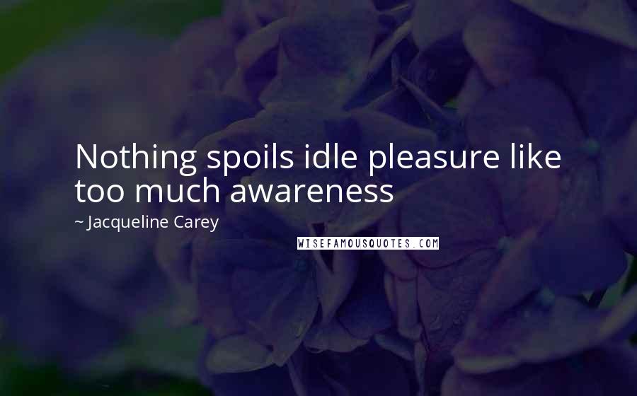 Jacqueline Carey Quotes: Nothing spoils idle pleasure like too much awareness