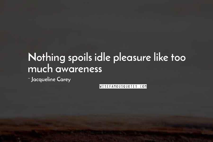 Jacqueline Carey Quotes: Nothing spoils idle pleasure like too much awareness