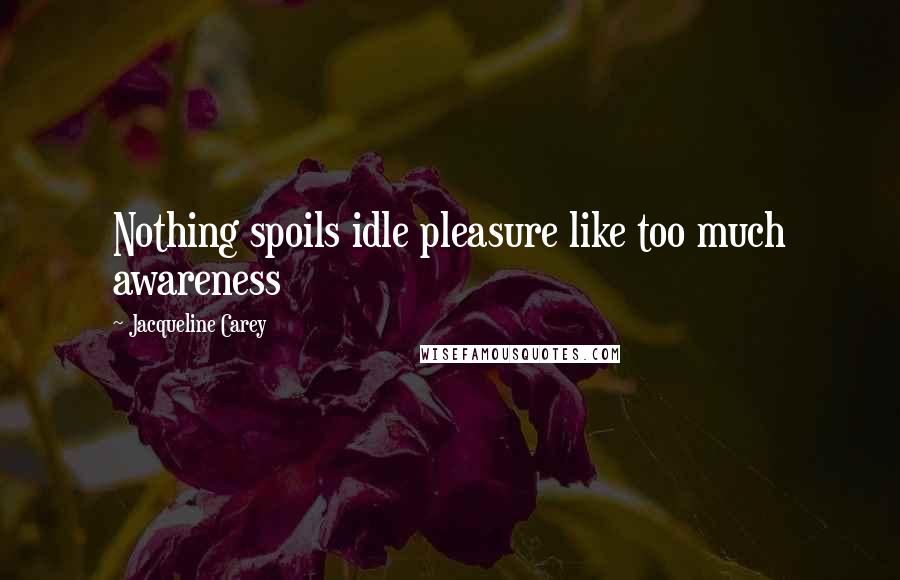 Jacqueline Carey Quotes: Nothing spoils idle pleasure like too much awareness