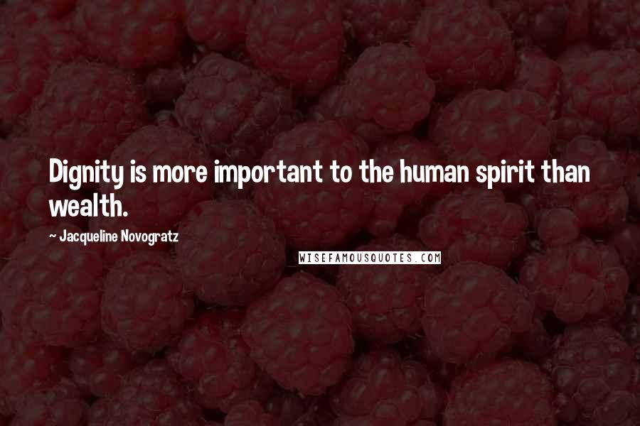 Jacqueline Novogratz Quotes: Dignity is more important to the human spirit than wealth.