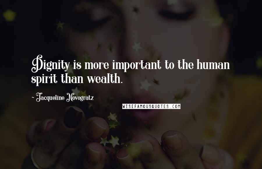 Jacqueline Novogratz Quotes: Dignity is more important to the human spirit than wealth.