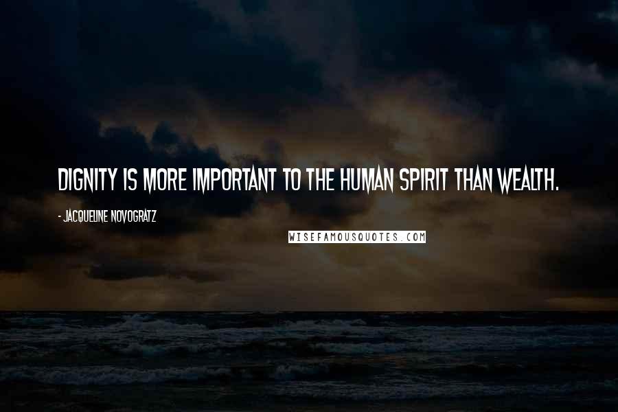 Jacqueline Novogratz Quotes: Dignity is more important to the human spirit than wealth.